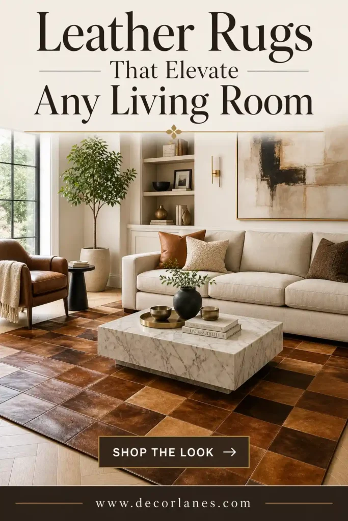 Sleek Leather Rug Ideas for Living Room Edge