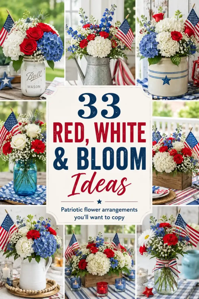 Bright Patriotic Flower Arrangement Ideas