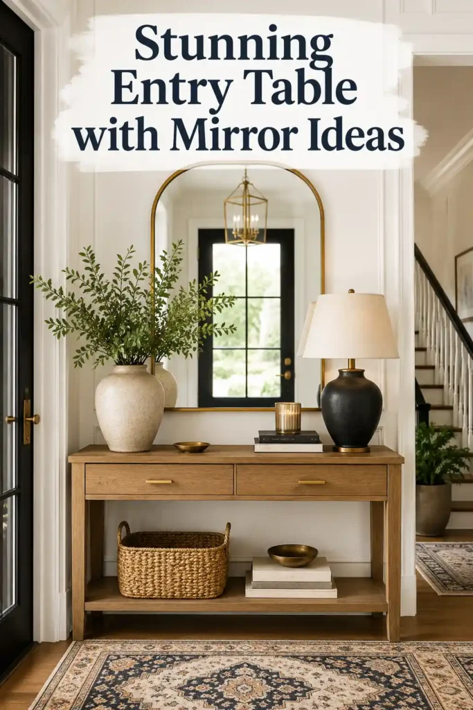 Sophisticated Entry Table with Mirror Ideas for a Balanced Look
